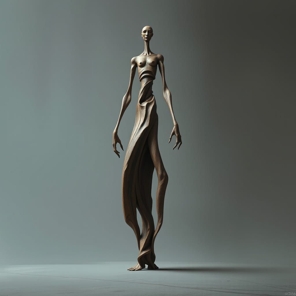 Surrealist Dreamworld Statue in Distorted Proportions
