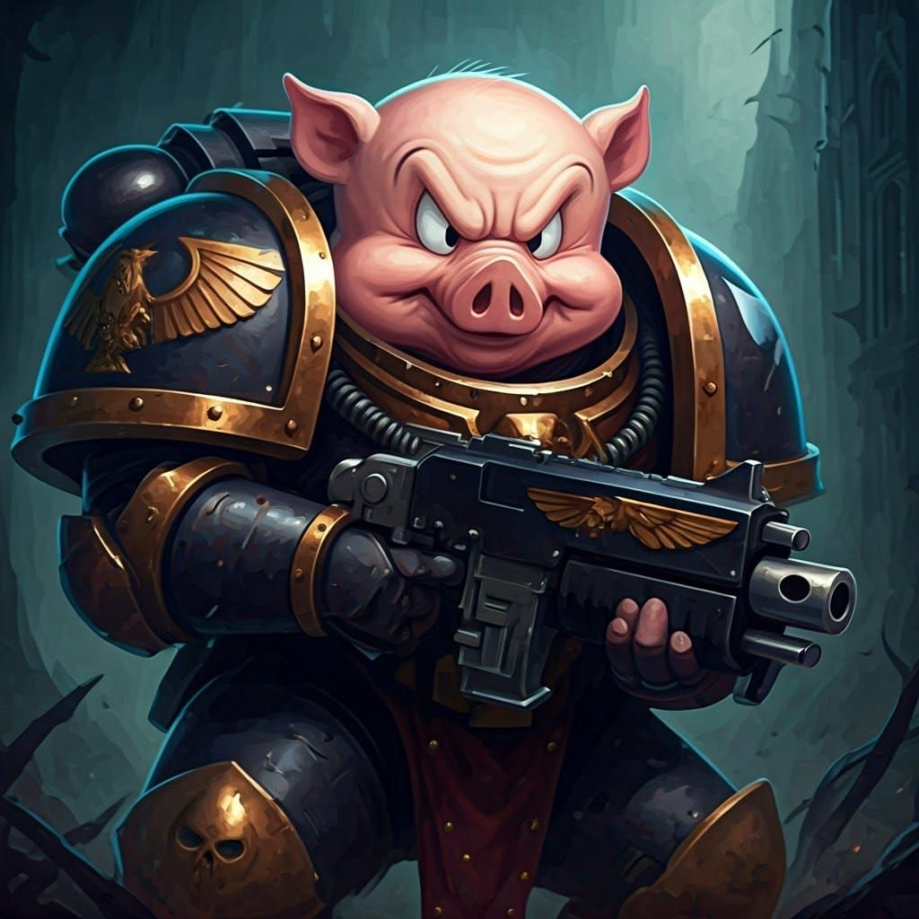 Porky Pig in Warhammer 40k Power Armor