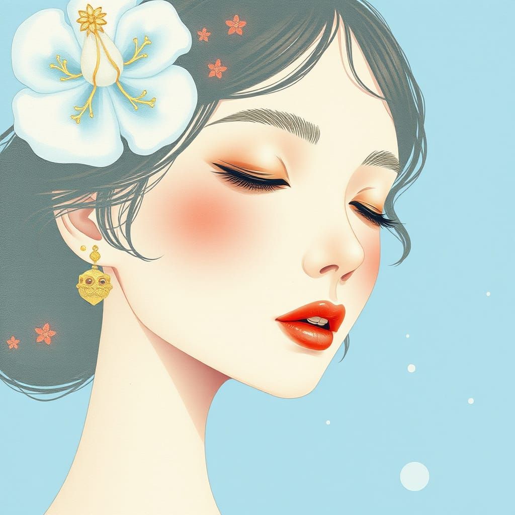 Serene Dreamer in Nintendo-Inspired Watercolor Style