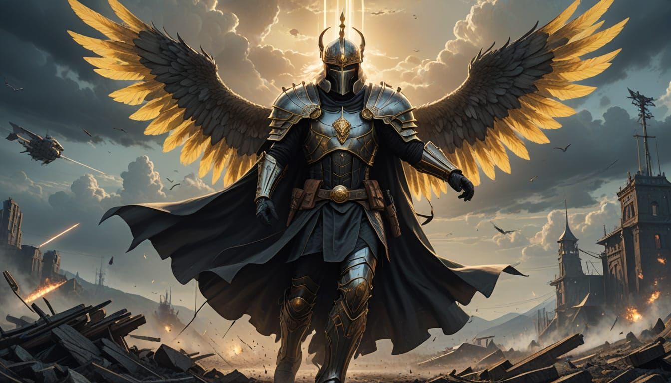 Valkyrie Angela Merkel Soars Above Medieval Battlefield