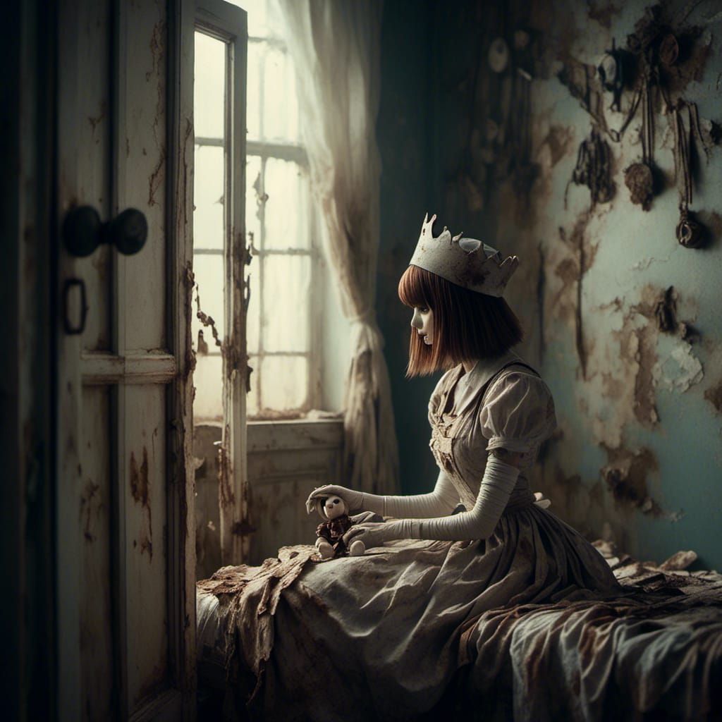 Creepy Doll in Wonderland: A Surreal Photo