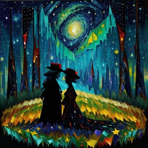 Starry Night: Mosaic Patchwork in Neo-Impressionism Style