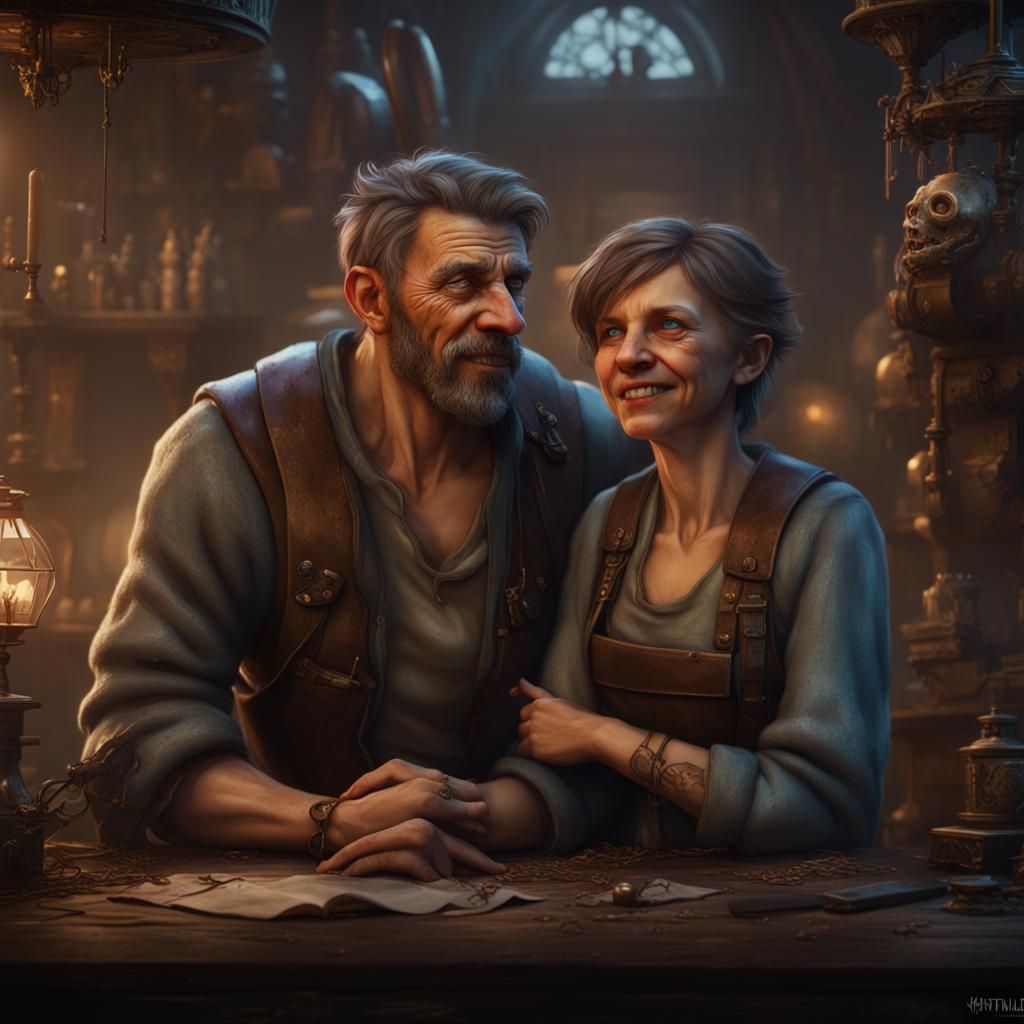 Family Portrait in Detailed Matte Painting Style