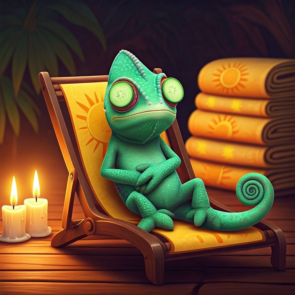 Pascal takes a much needed holiday now that Rapunzel is safe