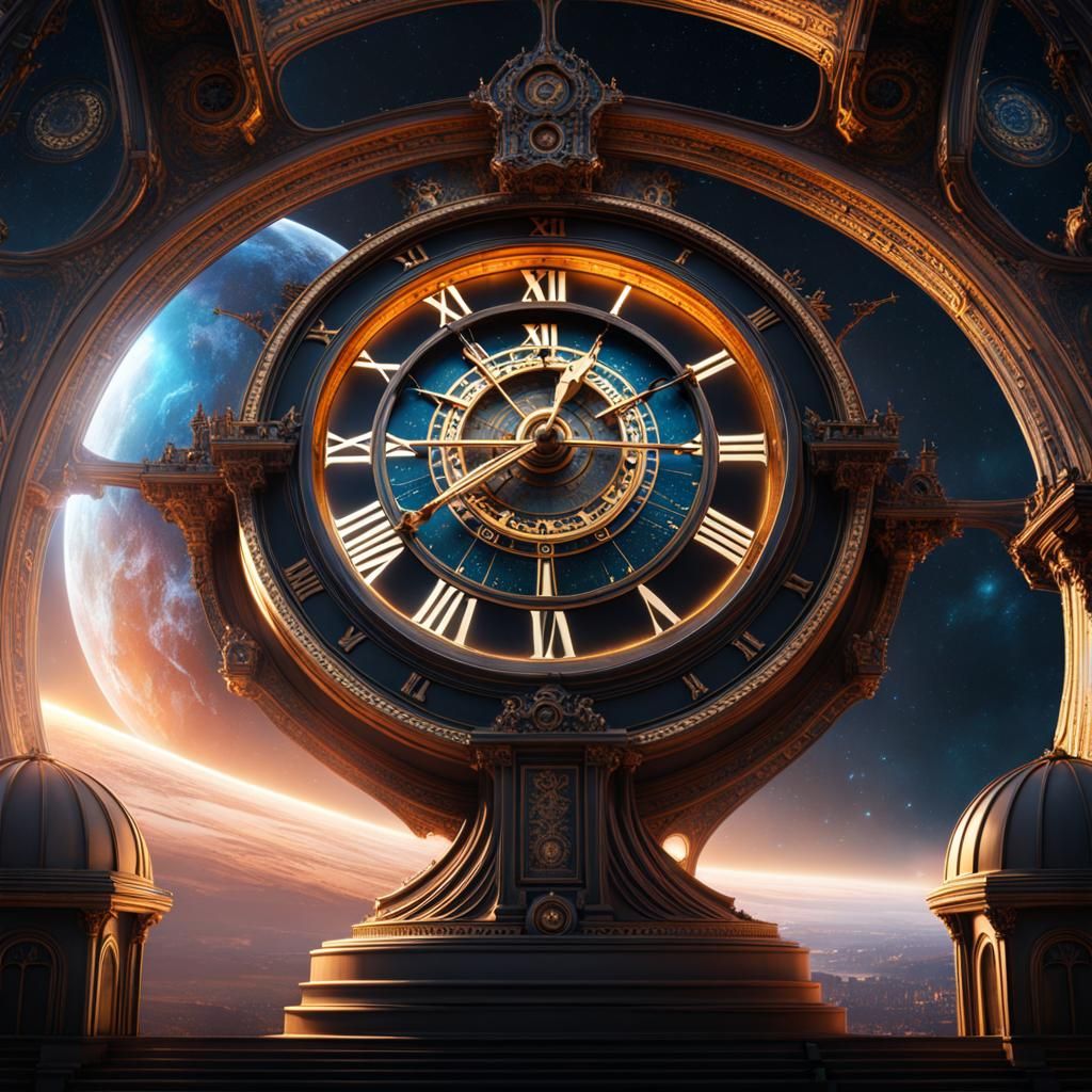 Fantastical Clock in Space Concept Art