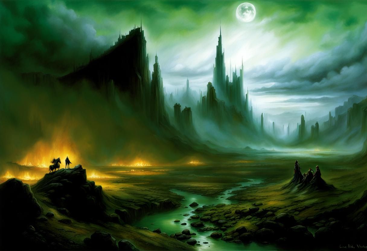 Grimdark Wasteland with Acid Pools, Fantasy Art