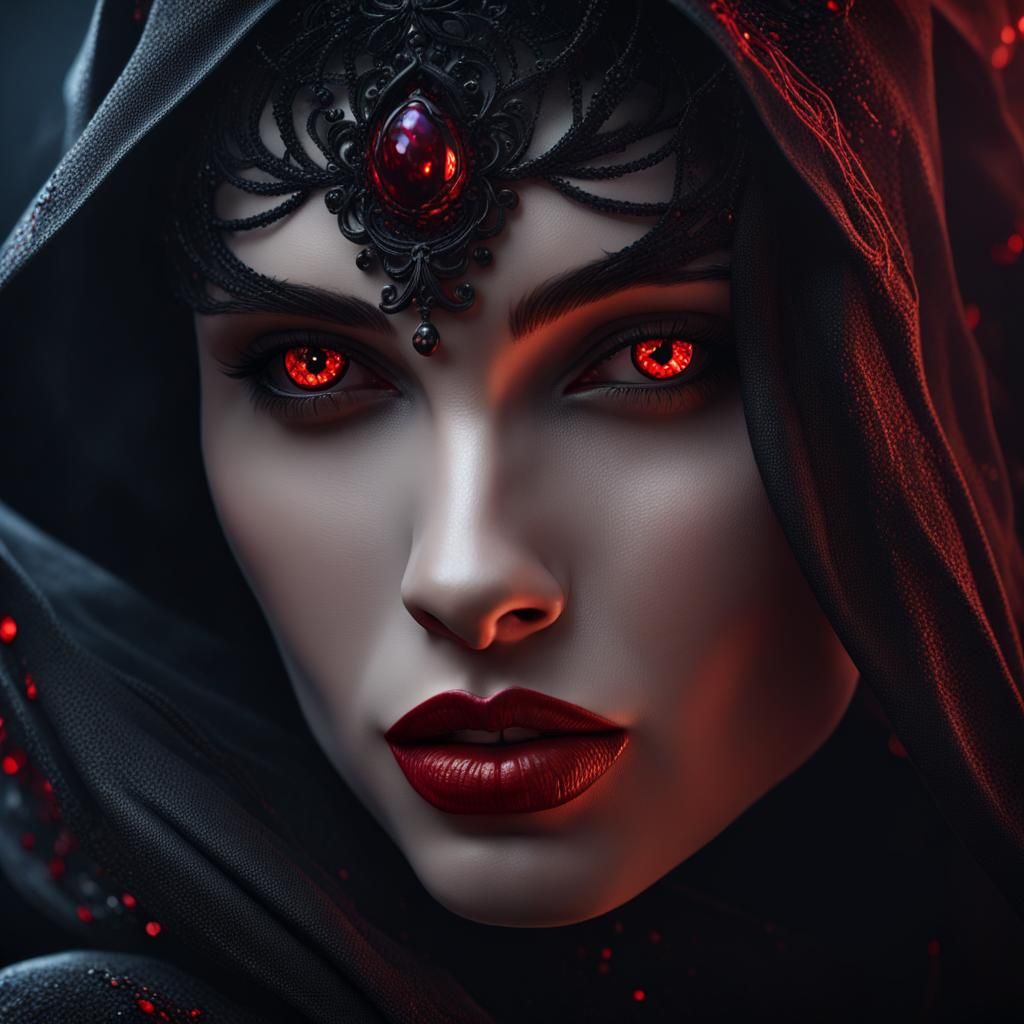 Lady in Black Veil: Dark Fantasy Art
