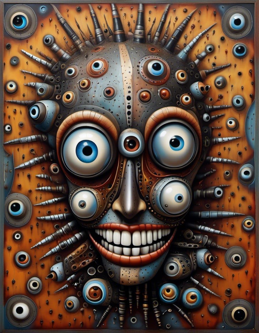Metal head with big eyes