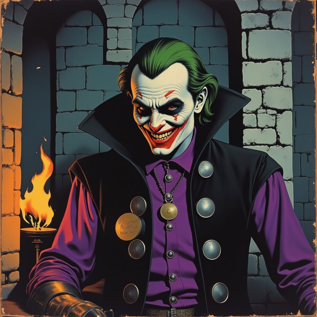 Medieval Joker in Gritty Halftone Style