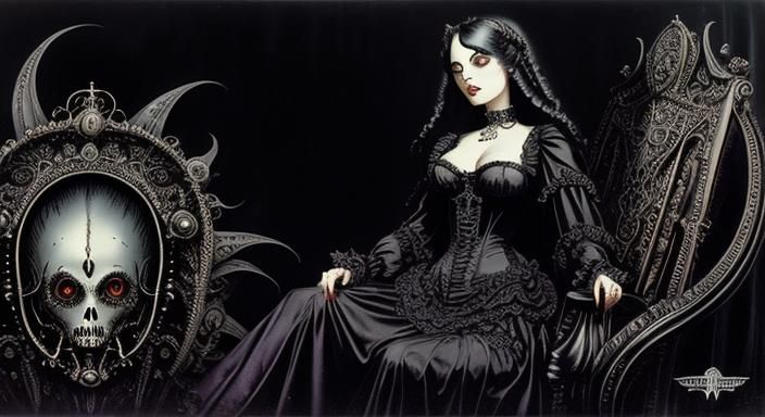 Gothic Rococo Pinup in Vintage Style