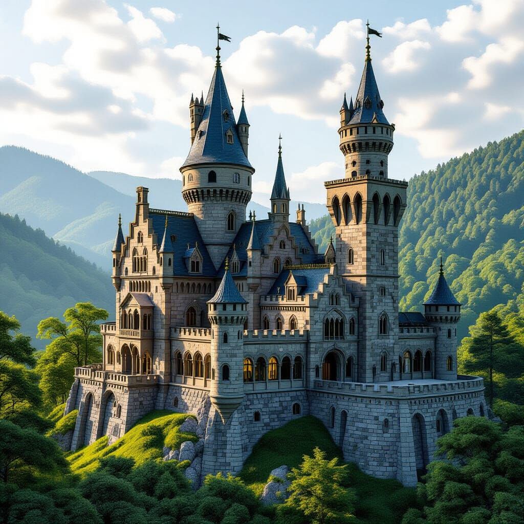 Majestic Castle Amidst Rolling Hills