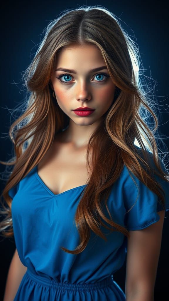 Striking Portrait of a Woman with Blue Eyes