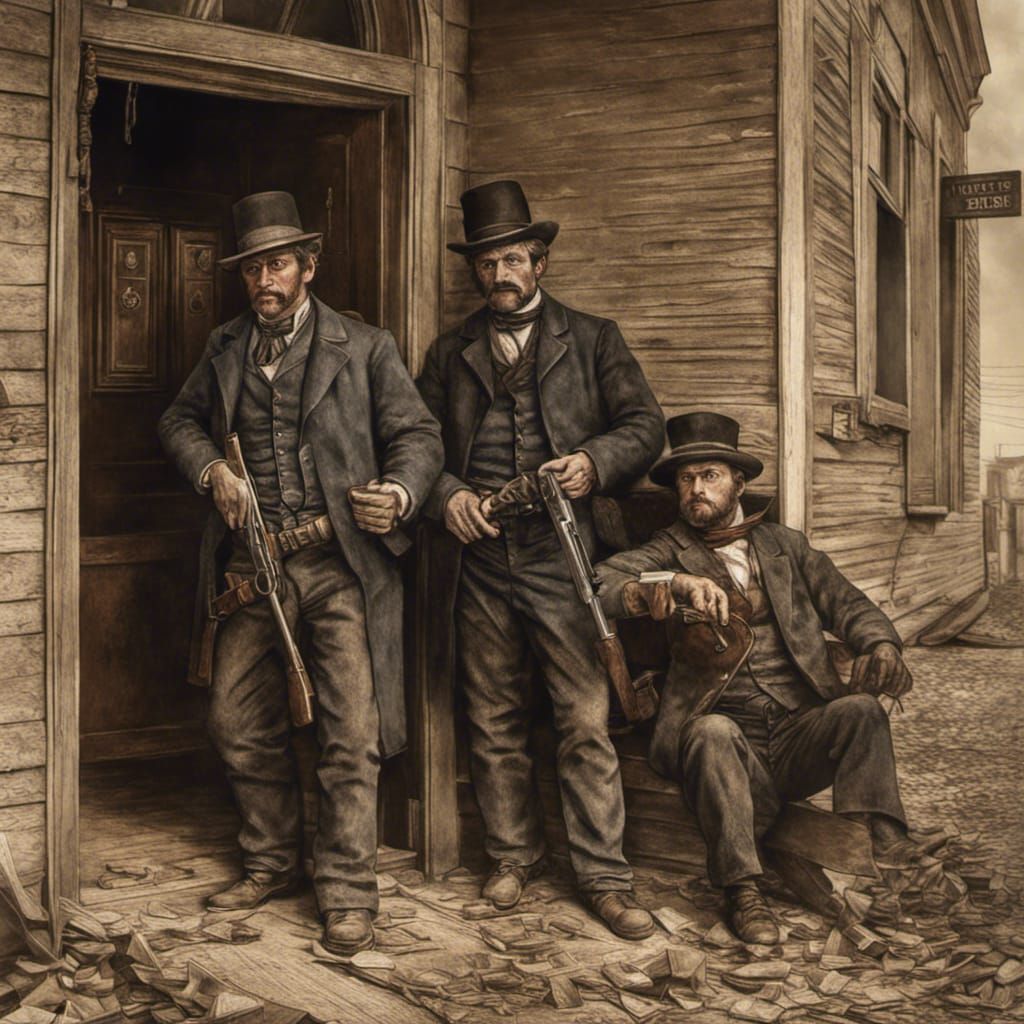 Bank Robbery in Kansas, 1880s, Realistic HDR