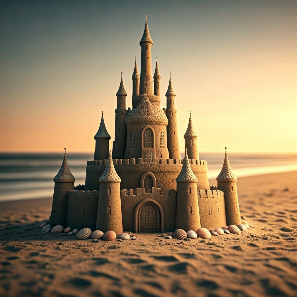 Exquisite Cinderella Sandcastle at Sunset