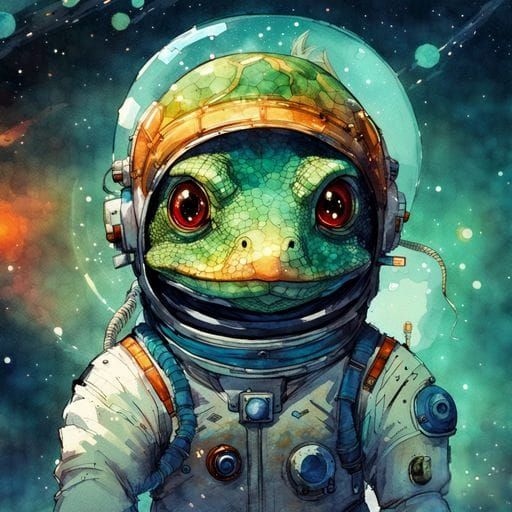 Lizard Astronaut in Space Suit