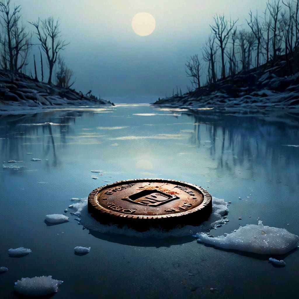 Ancient Coin Surfaces in a Frozen, Glaucous Wasteland