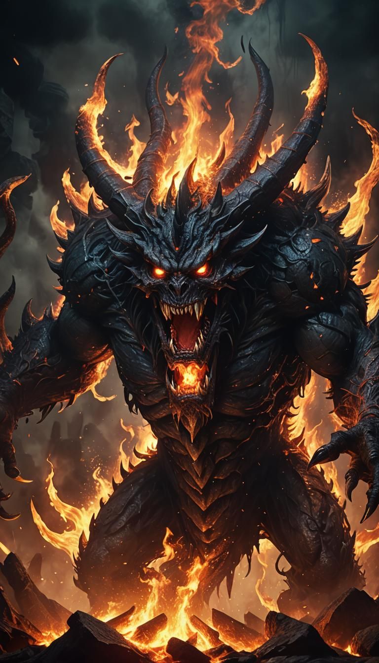 Infernal Monster Emerges: Anime-Inspired 3D Art