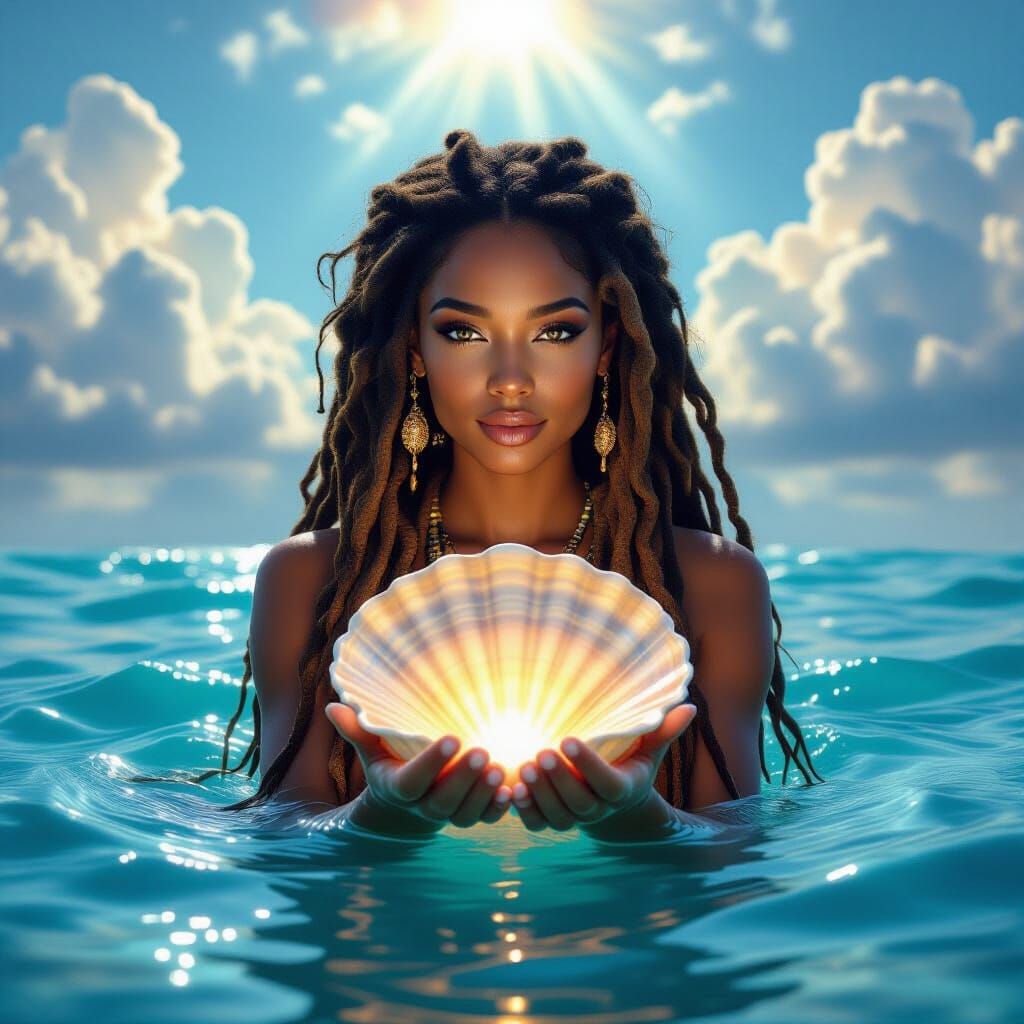 Caribbean Sea Goddess Rising with Seashell