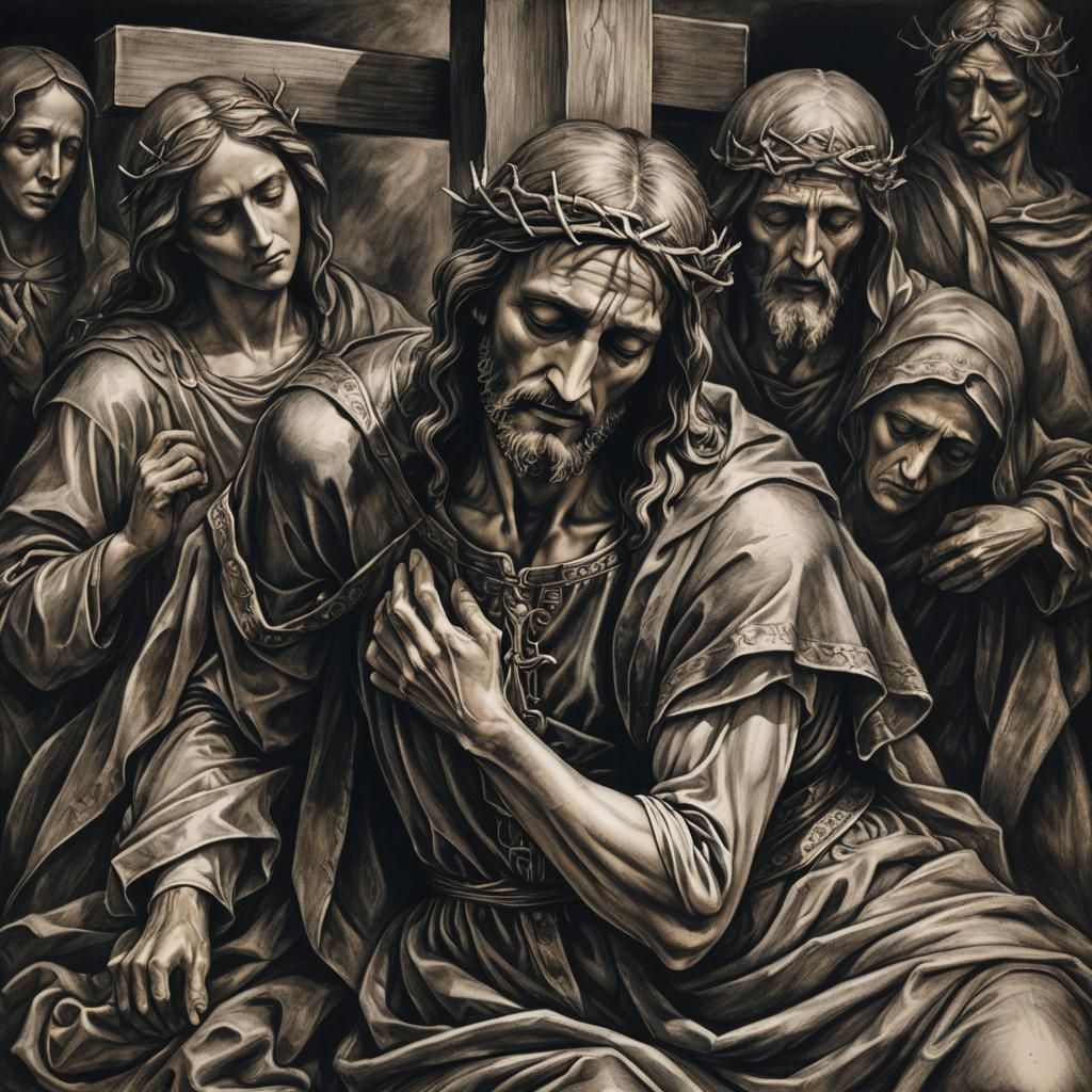 Jesus Christ's Death: A Charcoal Drawing