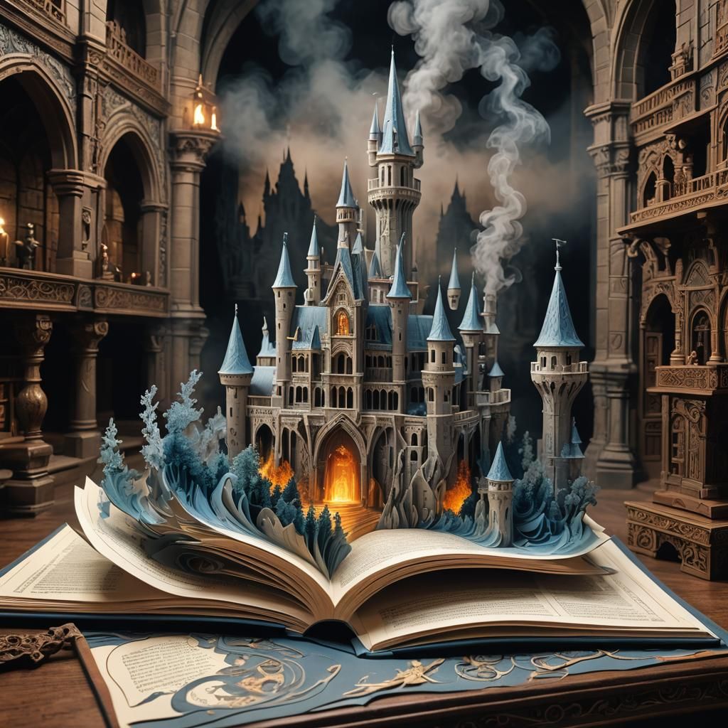 Wizard in Pop-Up Book: 3D Shading Paper Art