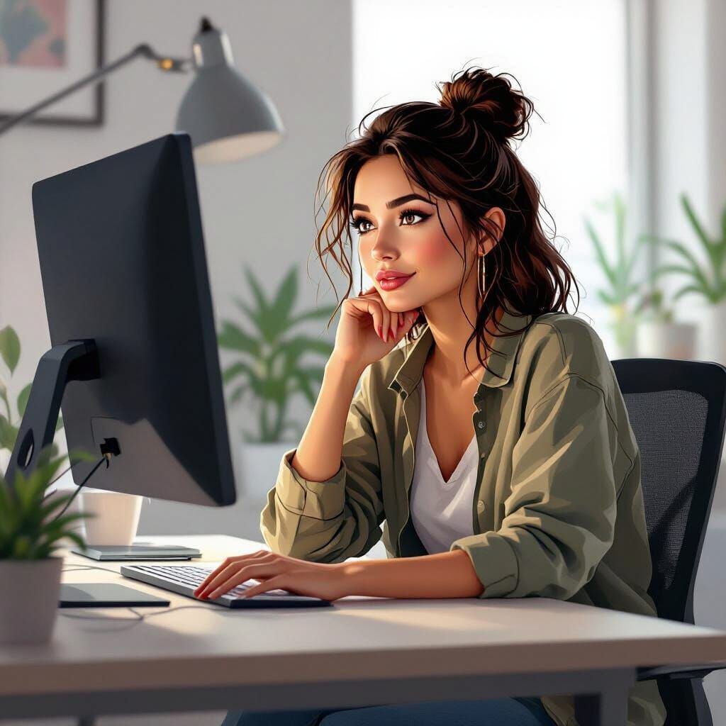 Content Creator in Futuristic Home Office