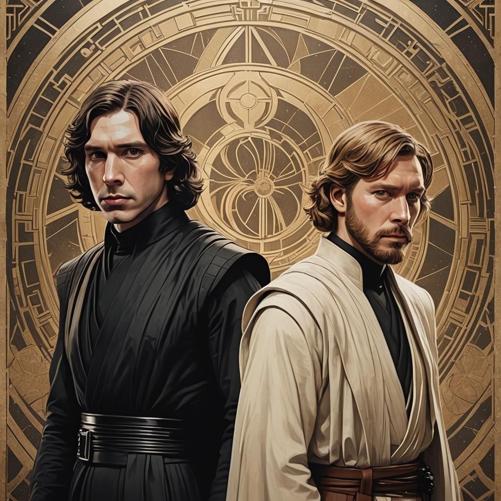 Art Deco Portraits of Two Characters