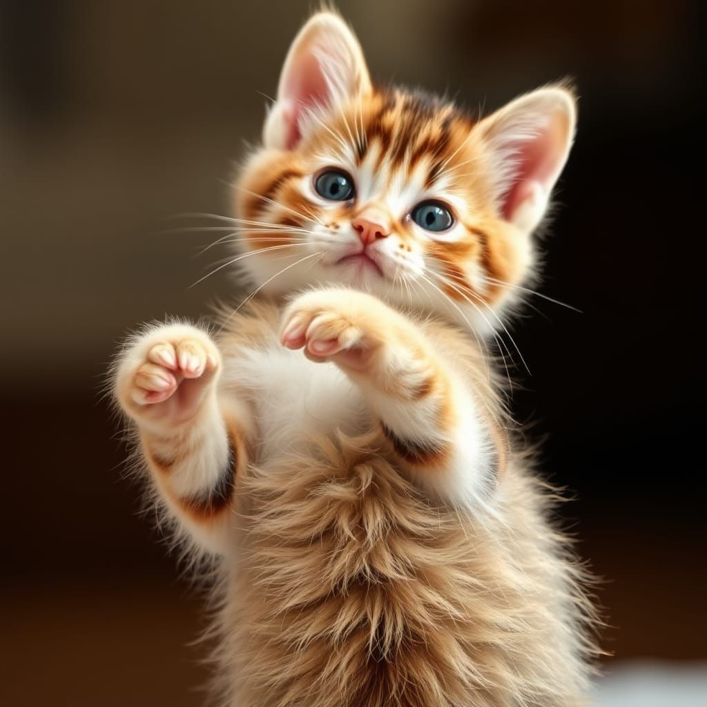 Cute Kitten on its Back Looking at Camera