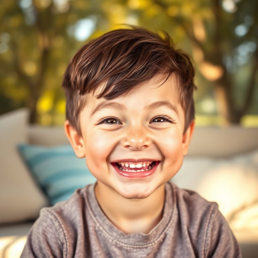 Joyful Child in Warm, Sunlit Moment