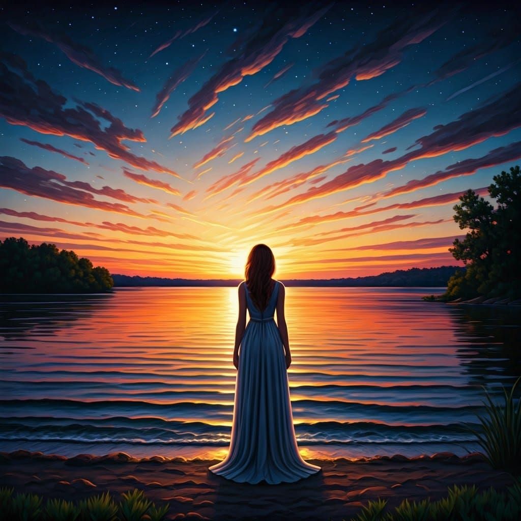 Sunset Serenity by Lake Ozarks, Impressionist Style