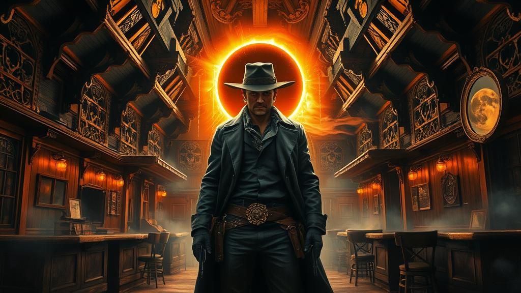 Gunslinger in Eclipse: A Gouache Fantasy Western