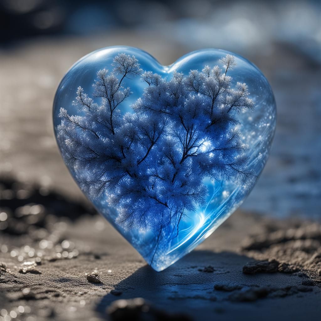 Bioluminescent Crystal Heart Beating With Life
