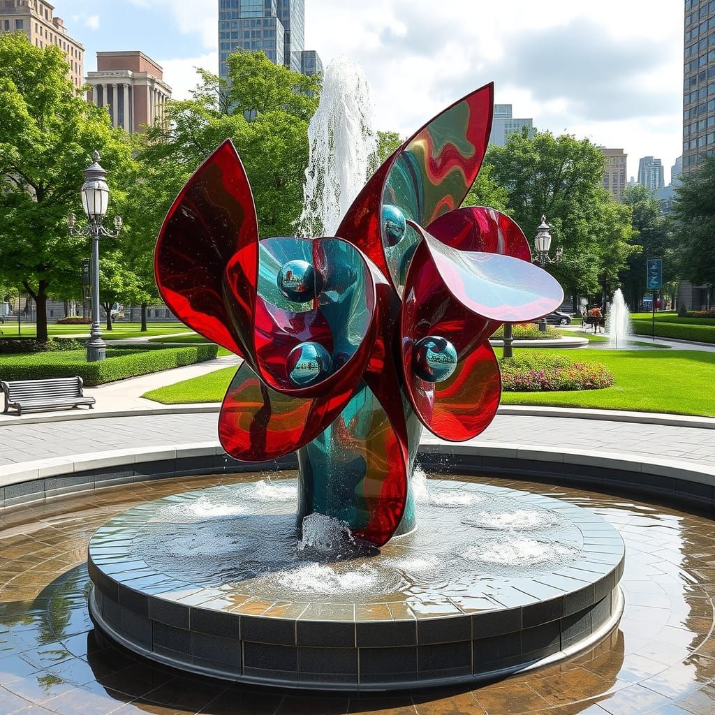 Vibrant Urban Fountain Sculpture
