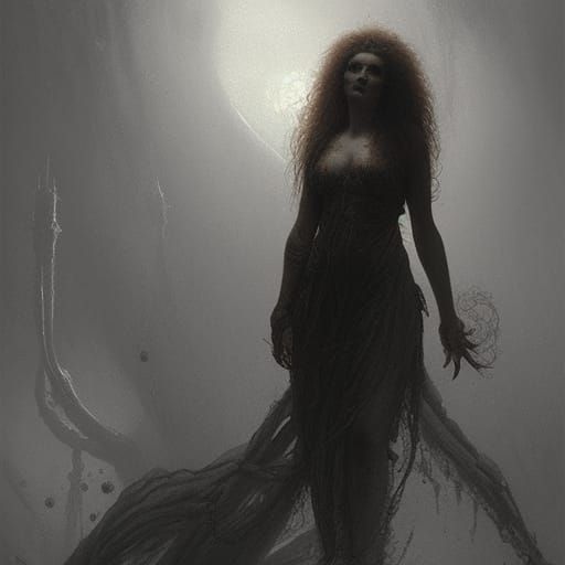 Detailed Spider-Woman in Gothic Horror Style