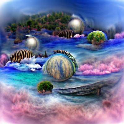 Fantasy Planet Genesis in Colorful Nebula
