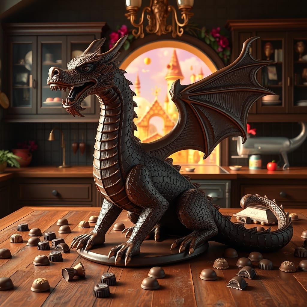 Chocolate Dragon Statue with Portal to Chocolate World