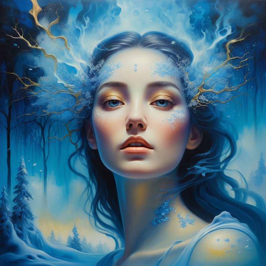 Ethereal Fantasy Hybrid Enters a Dream as Oil Painting