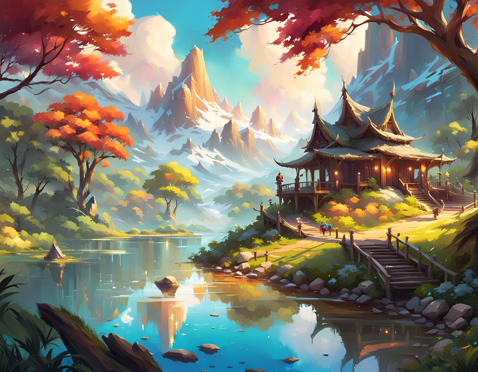 Detailed Fantasy Landscape Digital Art