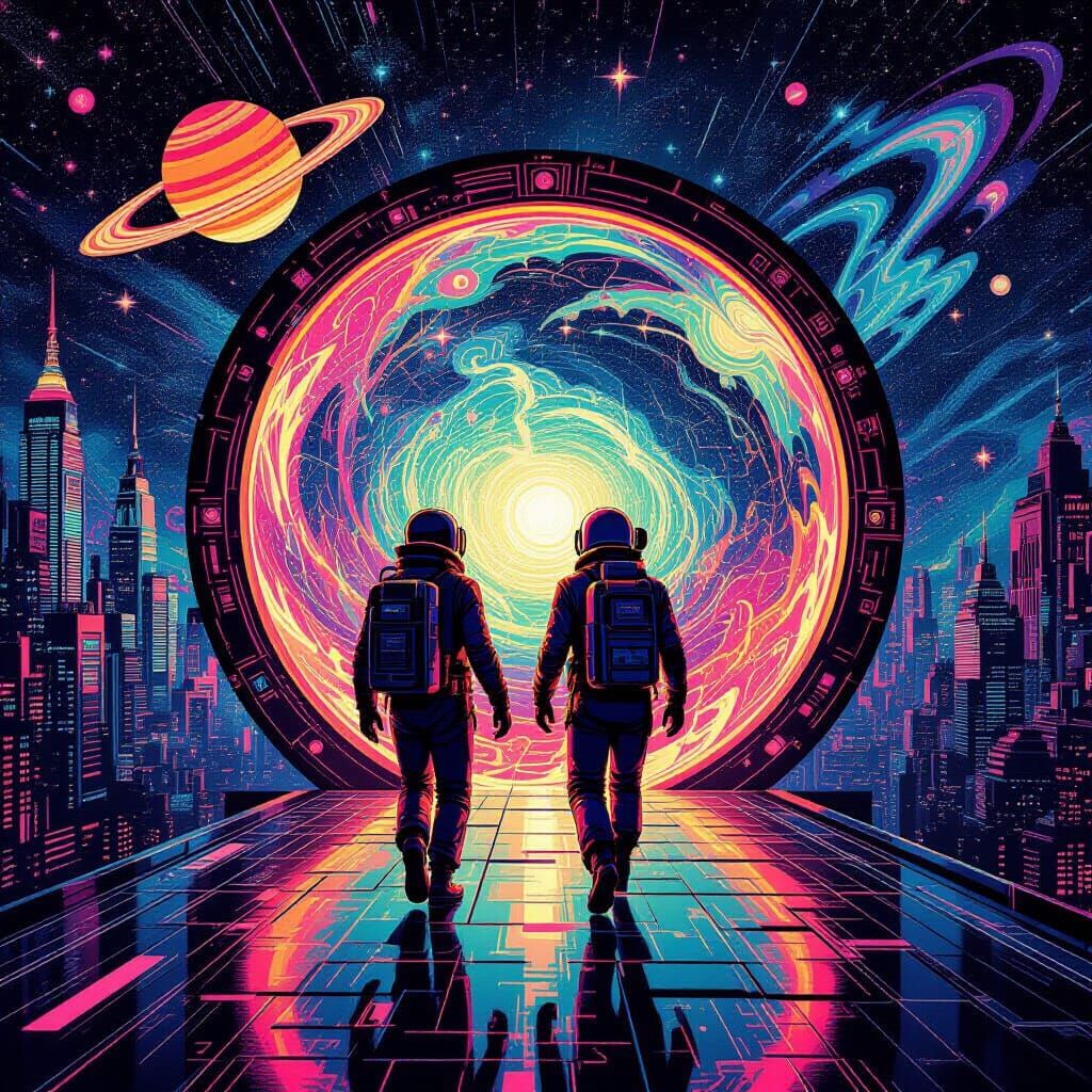 Time Travelers Emerge in 1975: Holographic Illustration