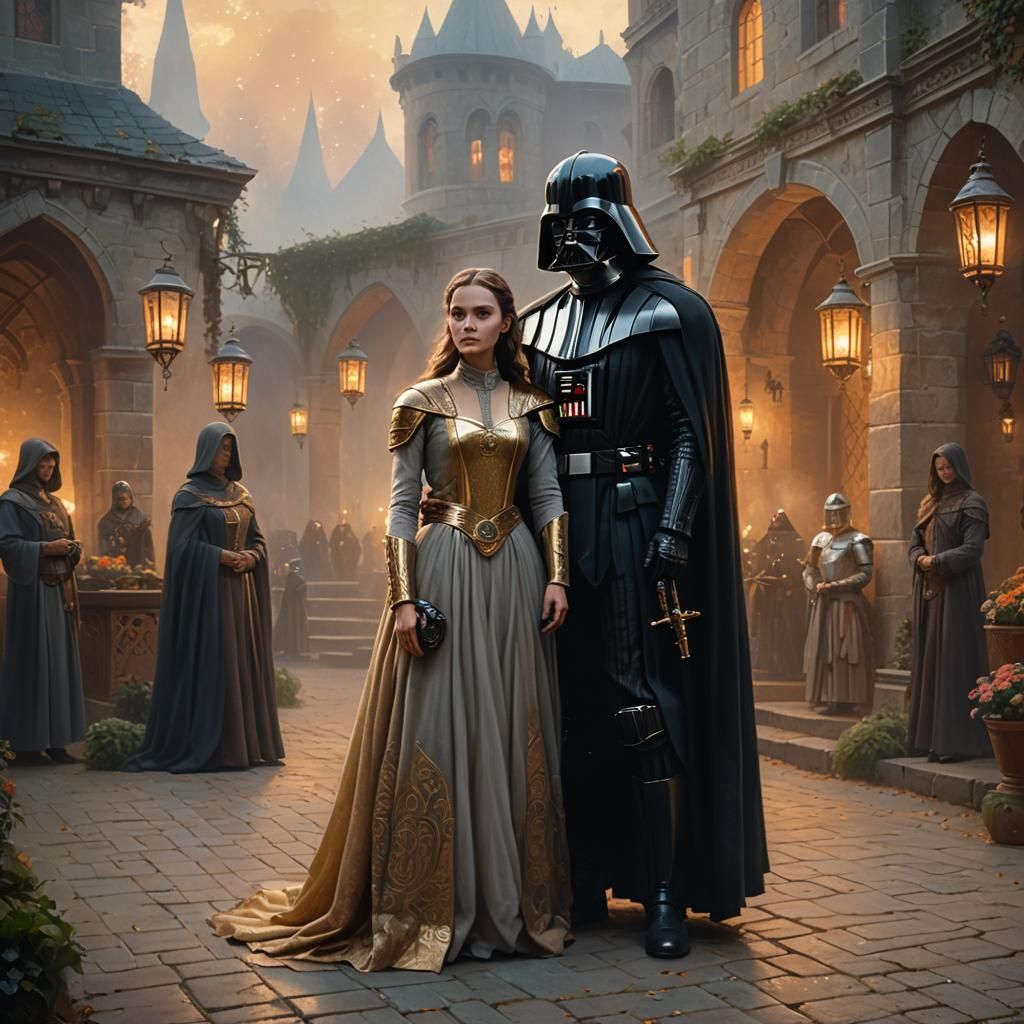 Darth Vader and Padme as Medieval Royalty