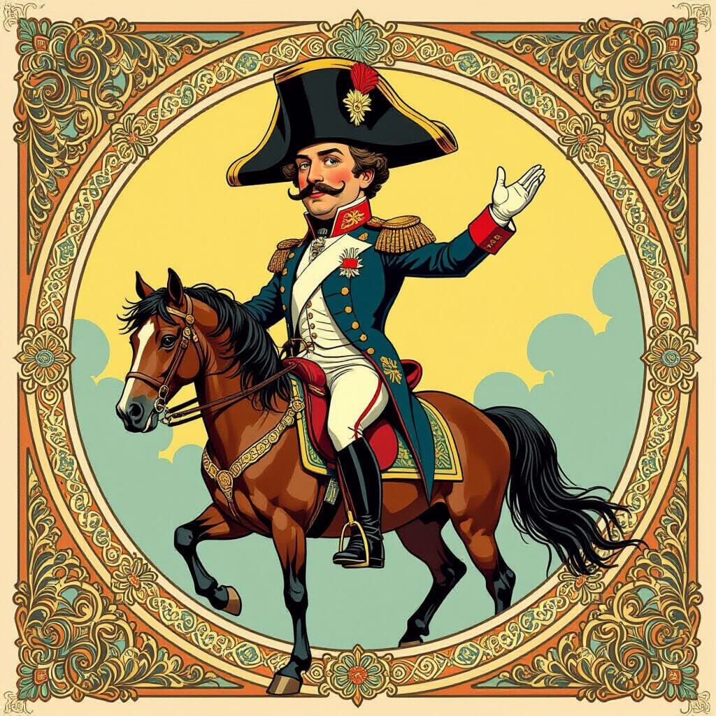 Napoleon with Oversized Hat on Tiny Horse