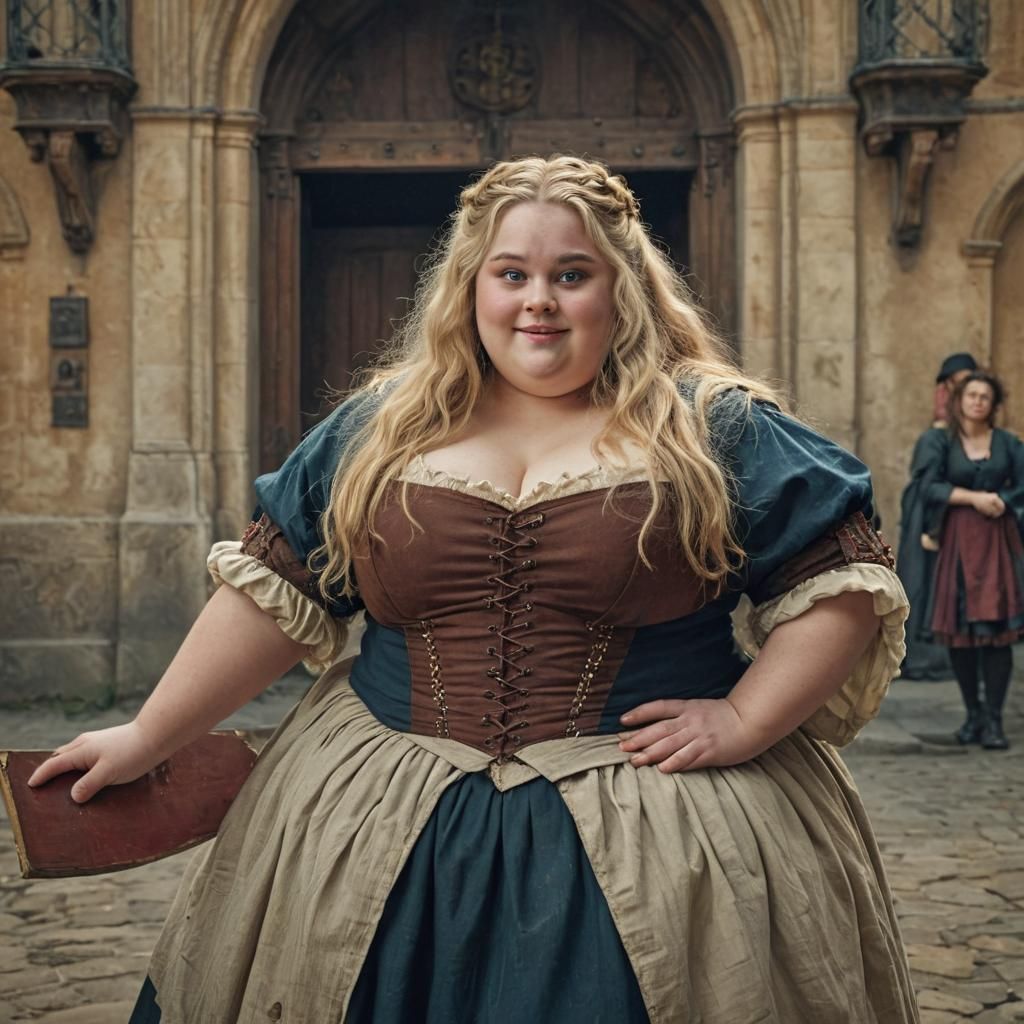 Overweight Girl as Romeo in School Theatre, Digital Art