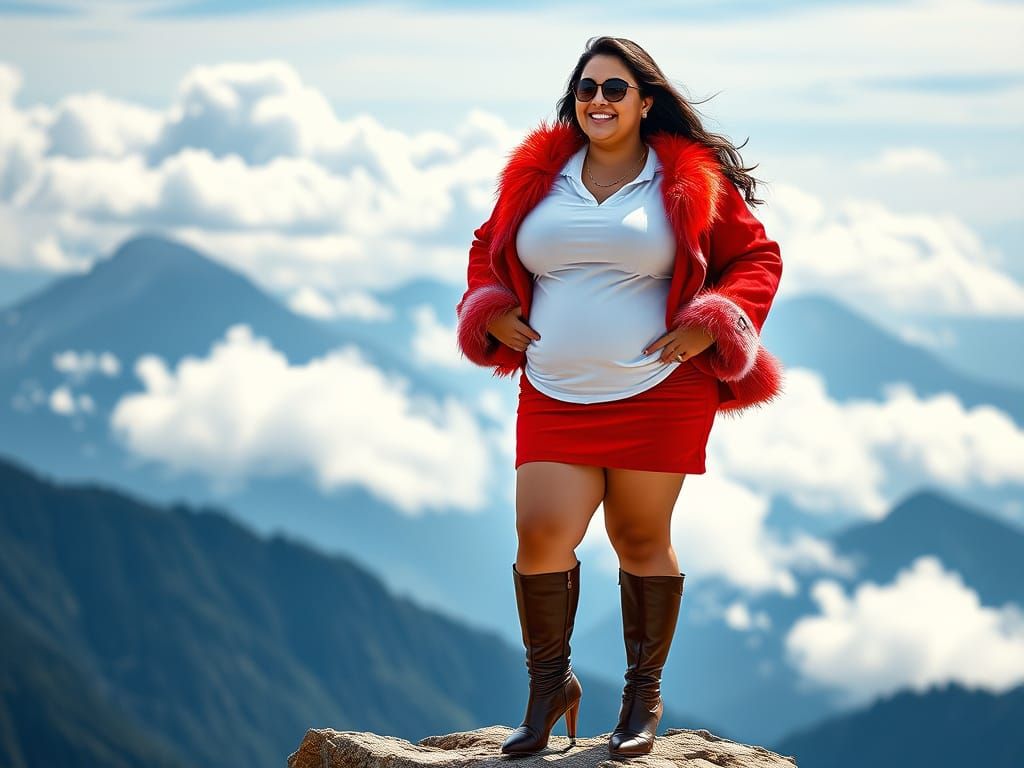 Latina Woman in Mountains: Watercolor Portrait