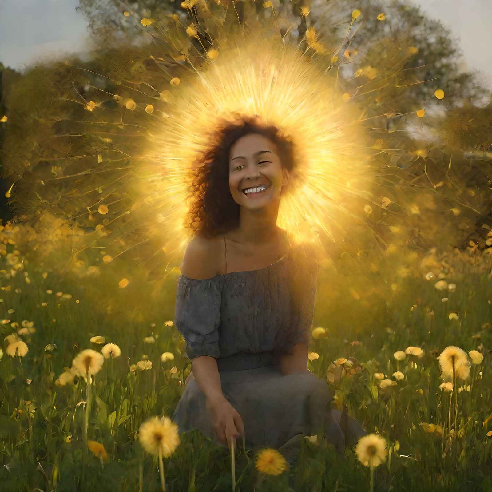 Smiling Sun, Happy Tree, Friendly Dandelions