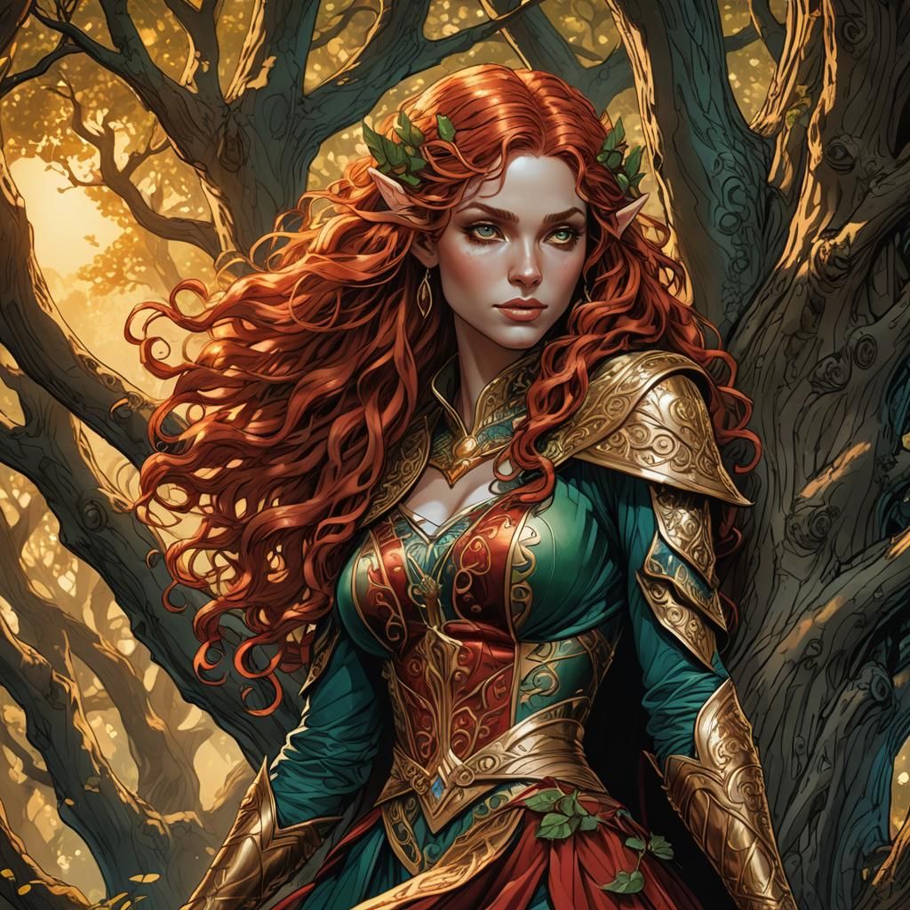 Fantasy Elf in Dynamic Comic Book Style