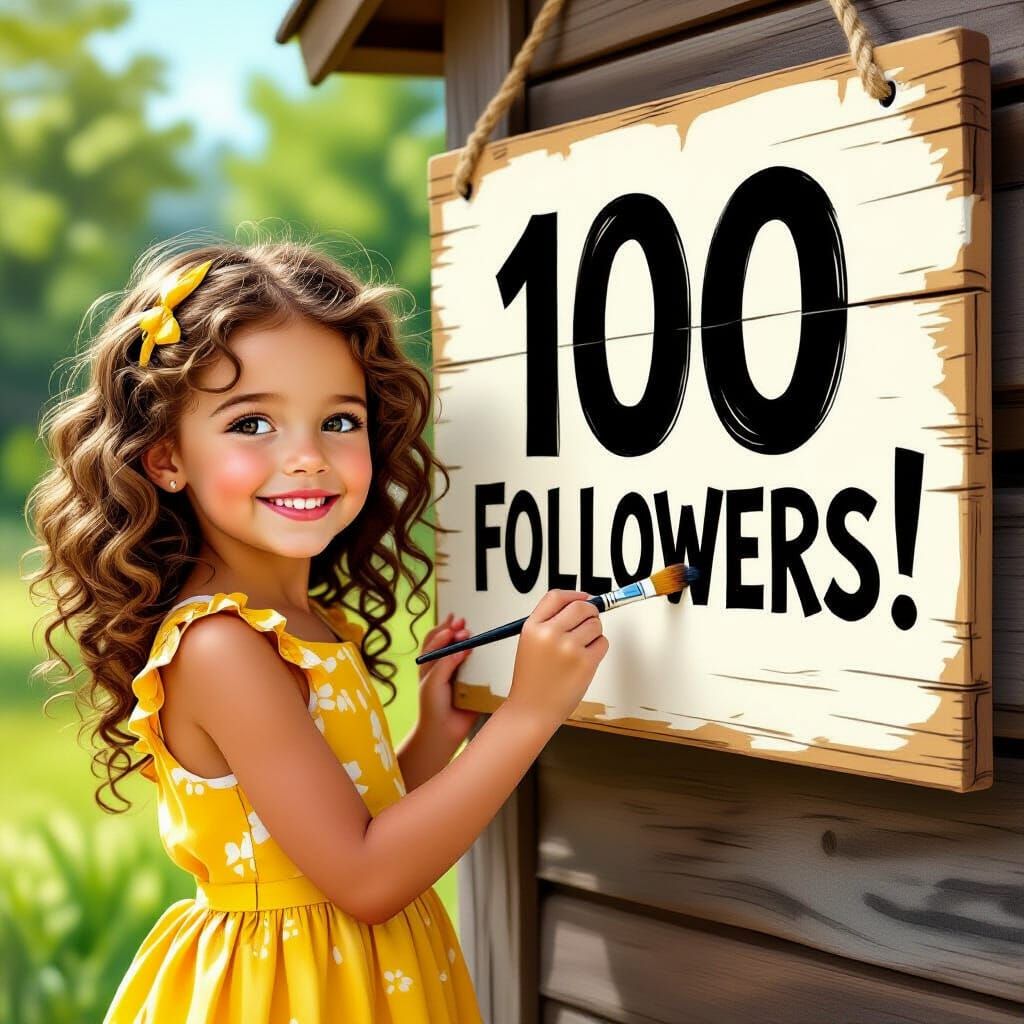 Girl Paints 100 Followers Sign in Photorealist Style