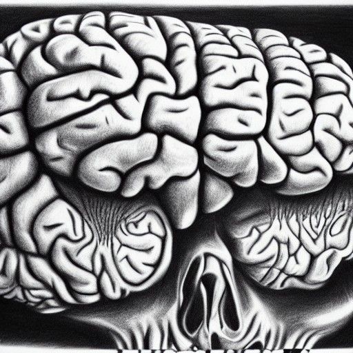 Hyperdetailed Charcoal Drawing of Brains