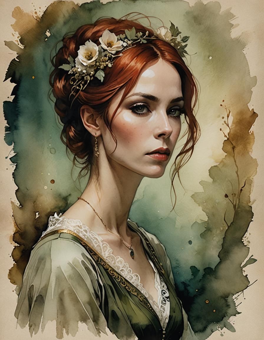 Dreamy Portrait in Storybook Cel-Shaded Style