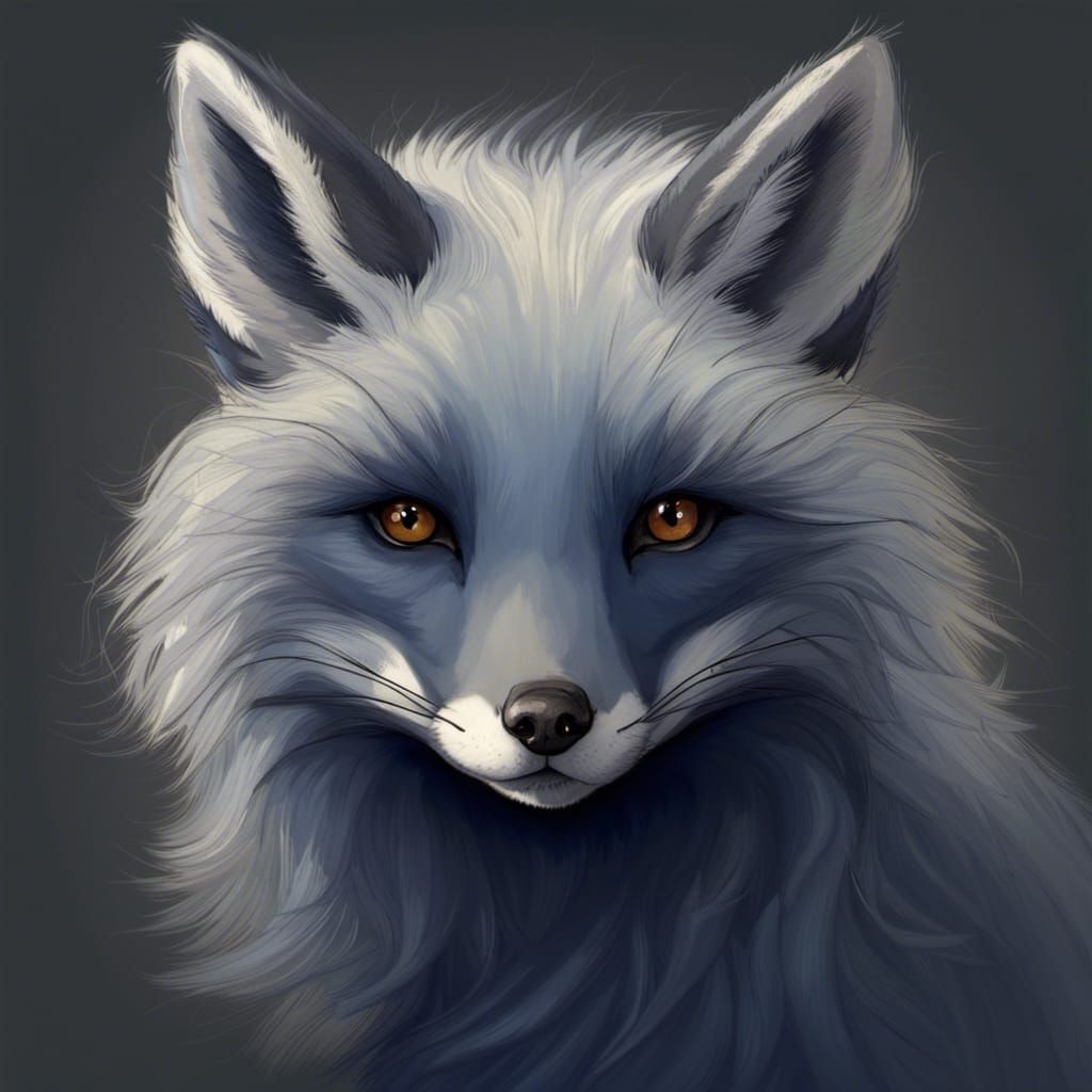 Dark Blue Fur Fox Generated by AI