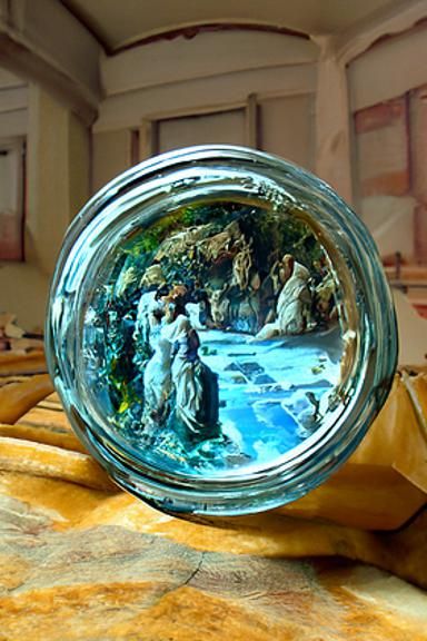 Greek Beauties Trapped in a Jar as Digital Art