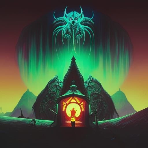 Cthulhu Devil: Cyberpunk Bioluminescent Horror